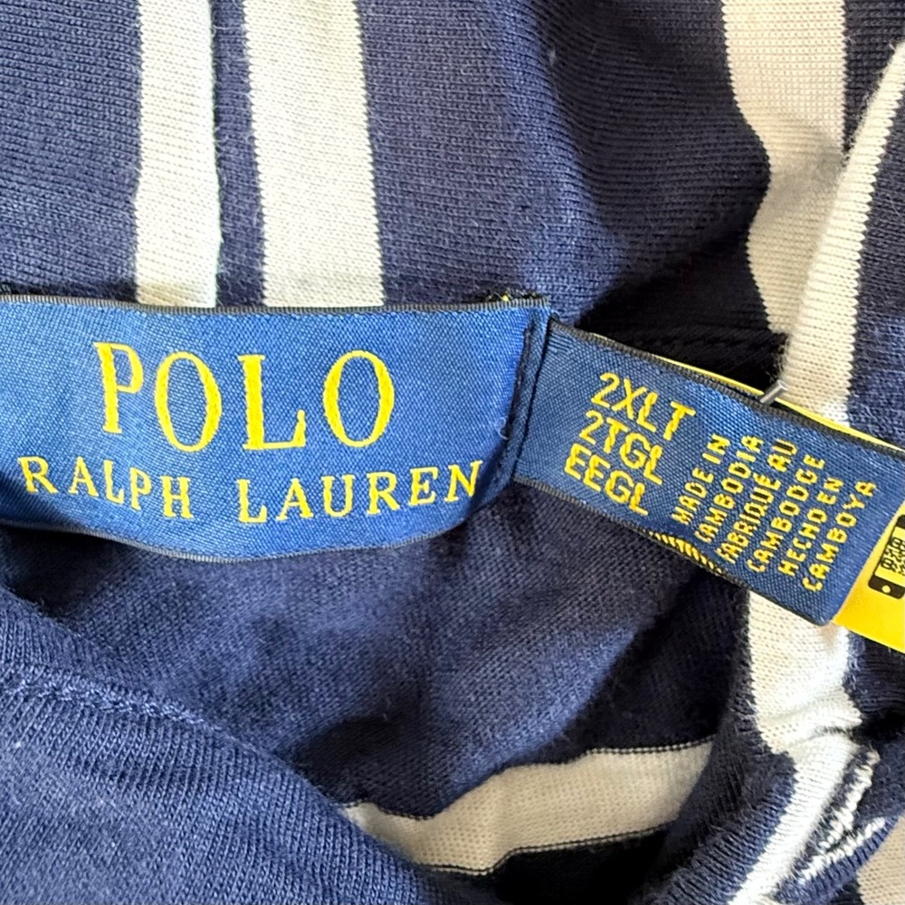 Polo Ralph Lauren Hooded T-Shirt Mens 2XLT Striped Long Sleeve Pine Colorful NEW - Picture 3 of 11